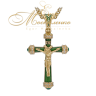 Православный крест с зеленой эмалью и изумрудами