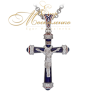 Православный крест с сапфирами и эмалью из золота
